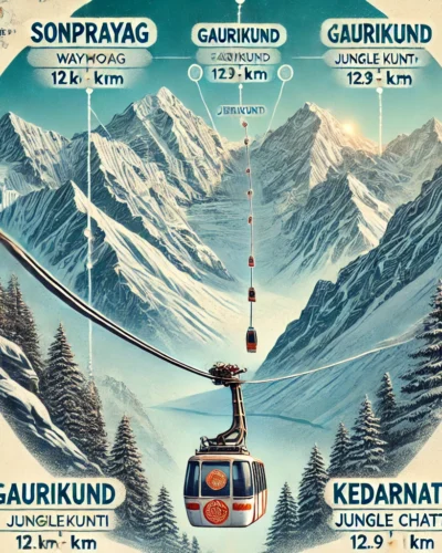 ropeway connecting two Himalayan locations, starting from Sonprayag and ending at Kedarnath, with a distance of 12.9 kilome