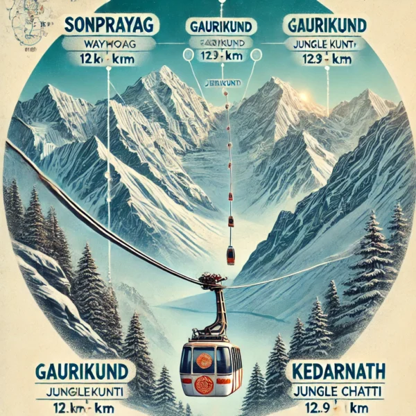 ropeway connecting two Himalayan locations, starting from Sonprayag and ending at Kedarnath, with a distance of 12.9 kilome